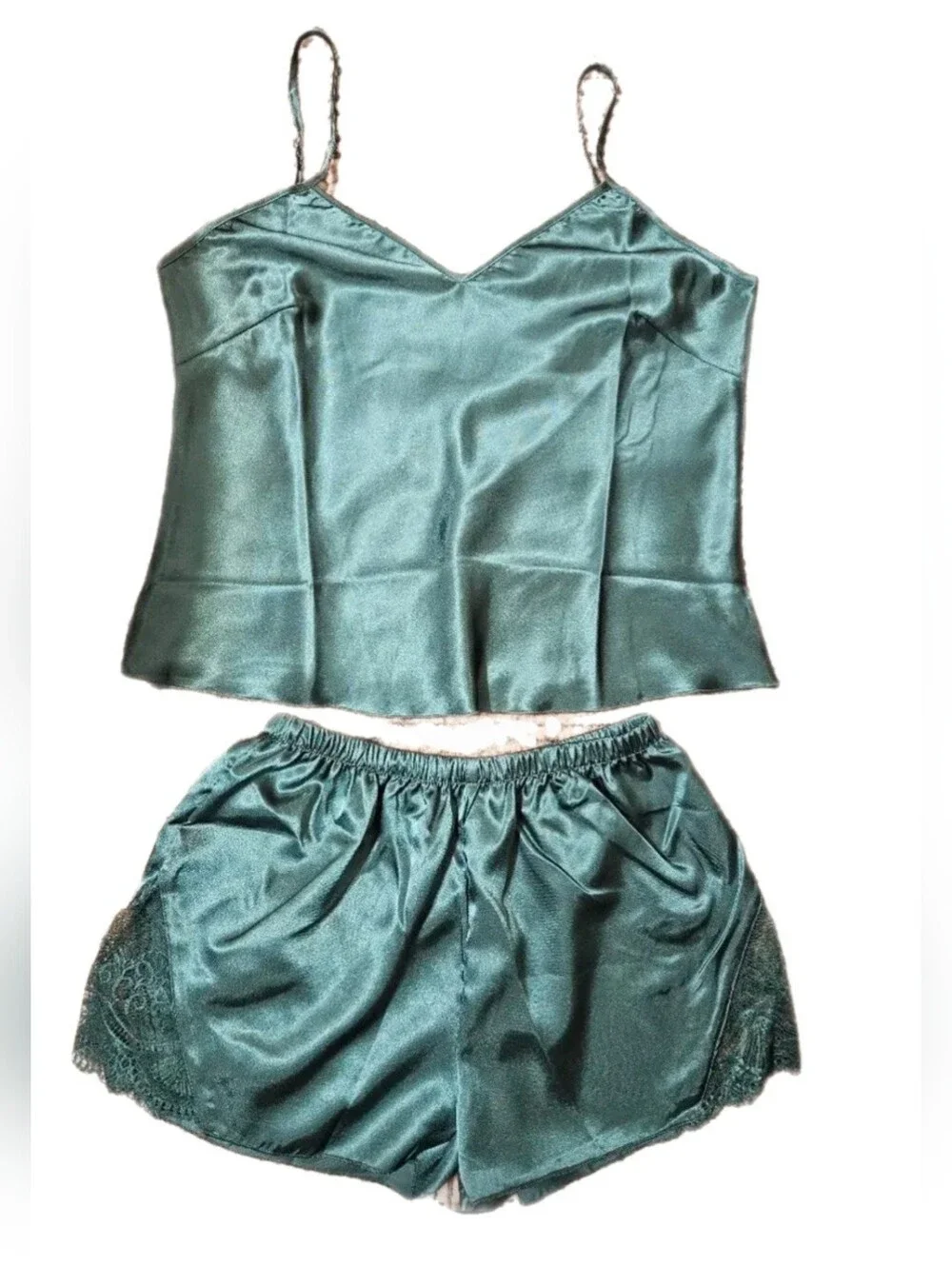 Satin And Lace Camisole And Shorts Sleepwear Set